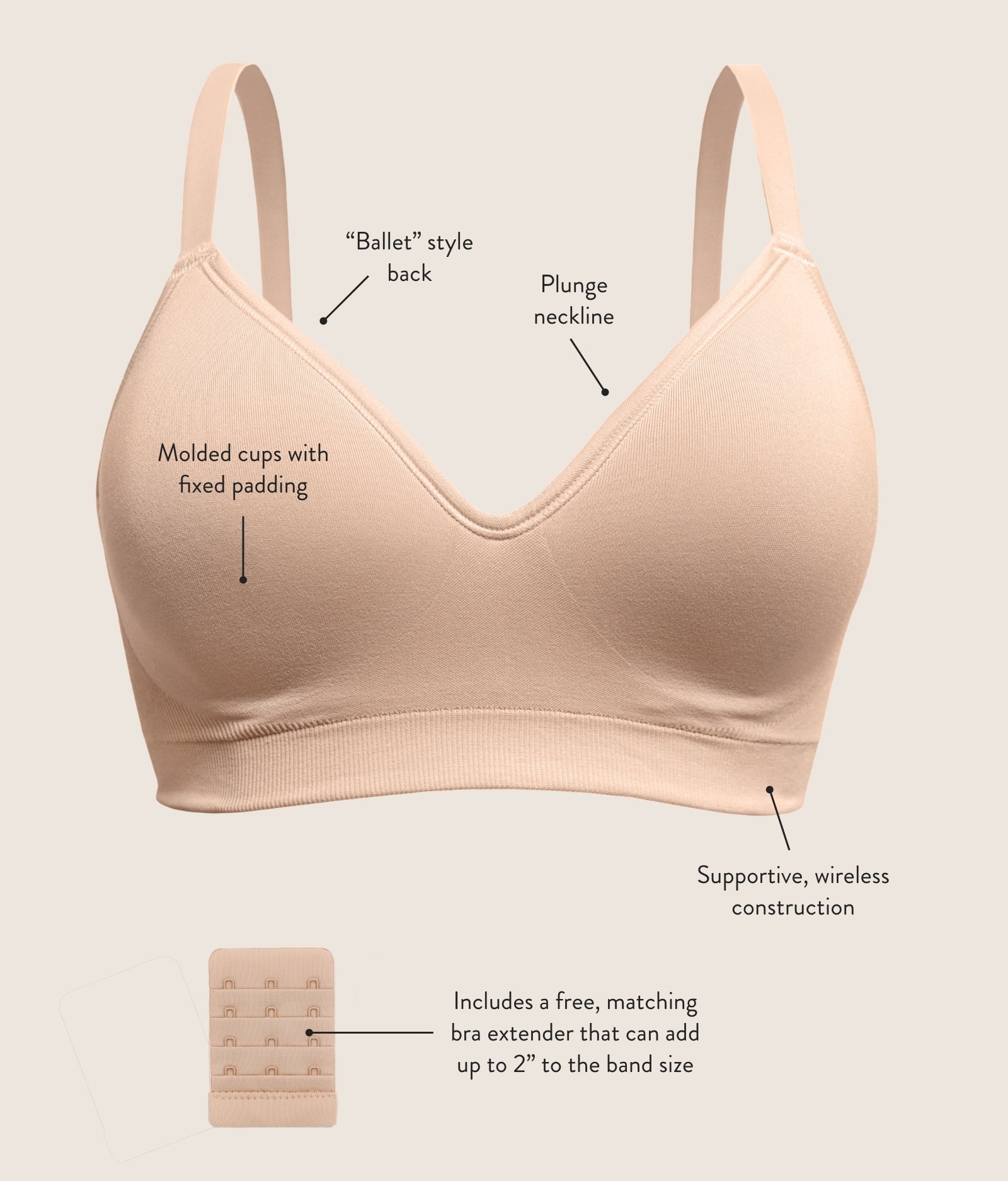 Everly Wireless Contour Bra | Beige