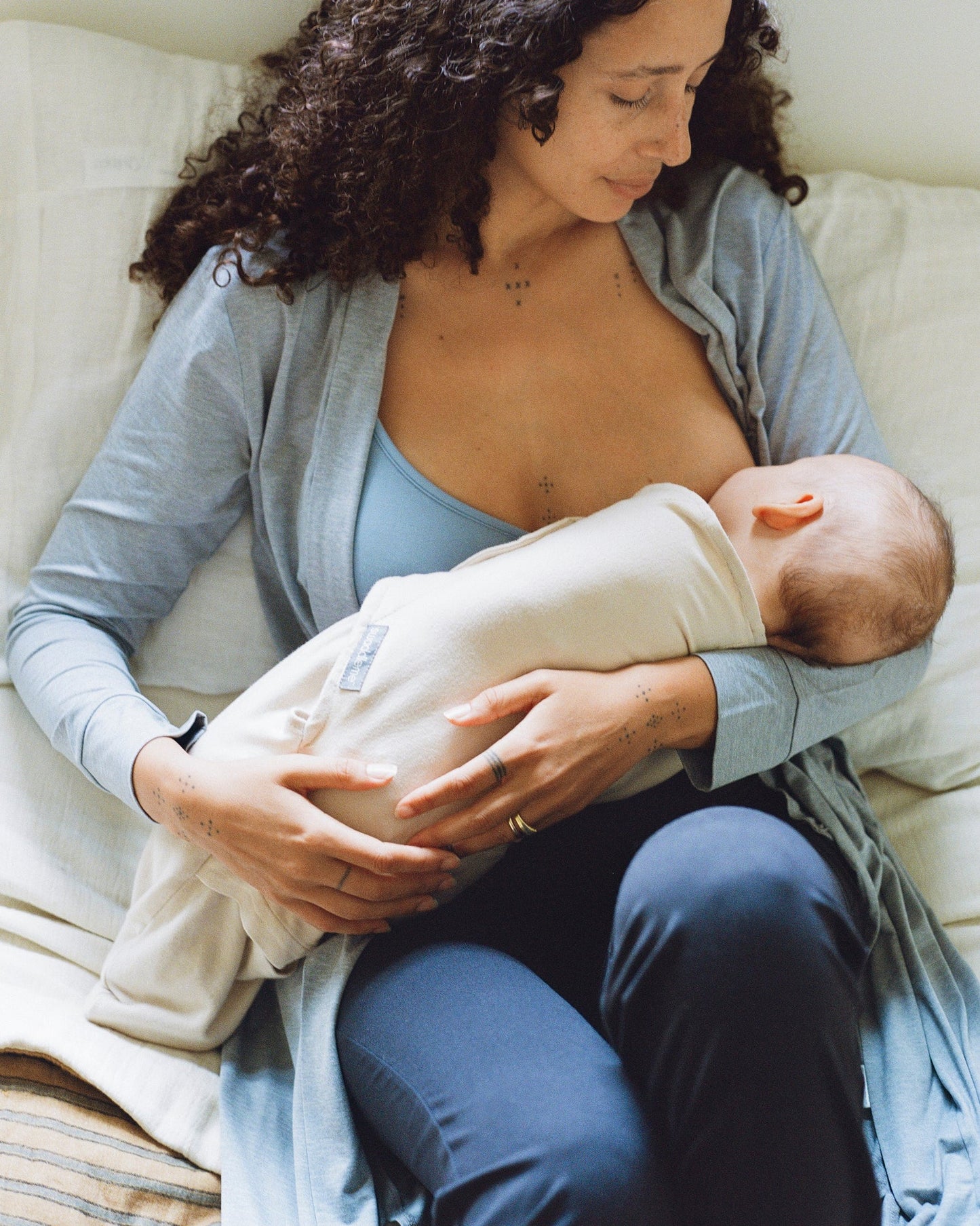 French Terry Maternity & Nursing Bralette | Vintage Blue