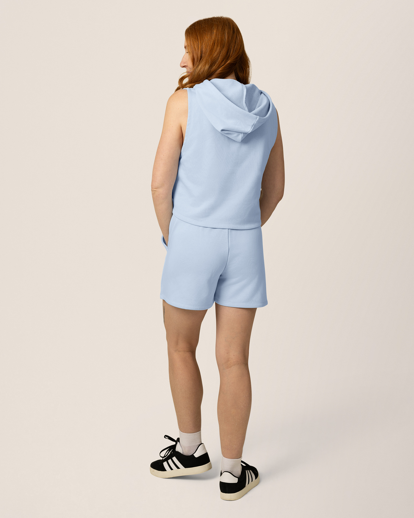French Terry Sleeveless Nursing Hoodie | French Blue