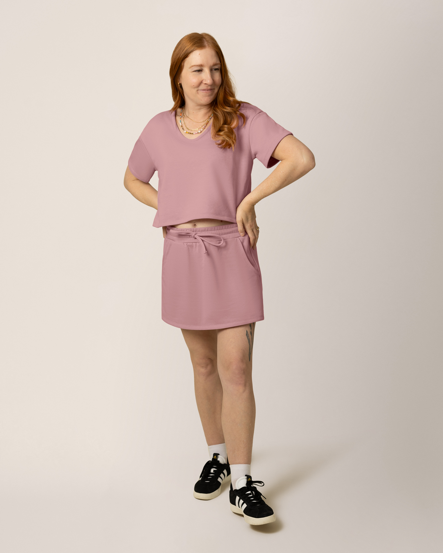 French Terry On the Go Skort | Light Mauve