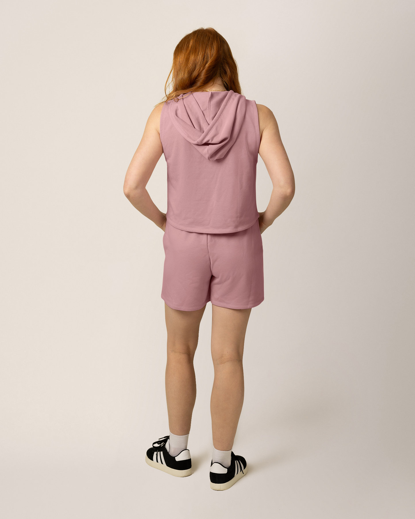 French Terry Sleeveless Nursing Hoodie | Light Mauve