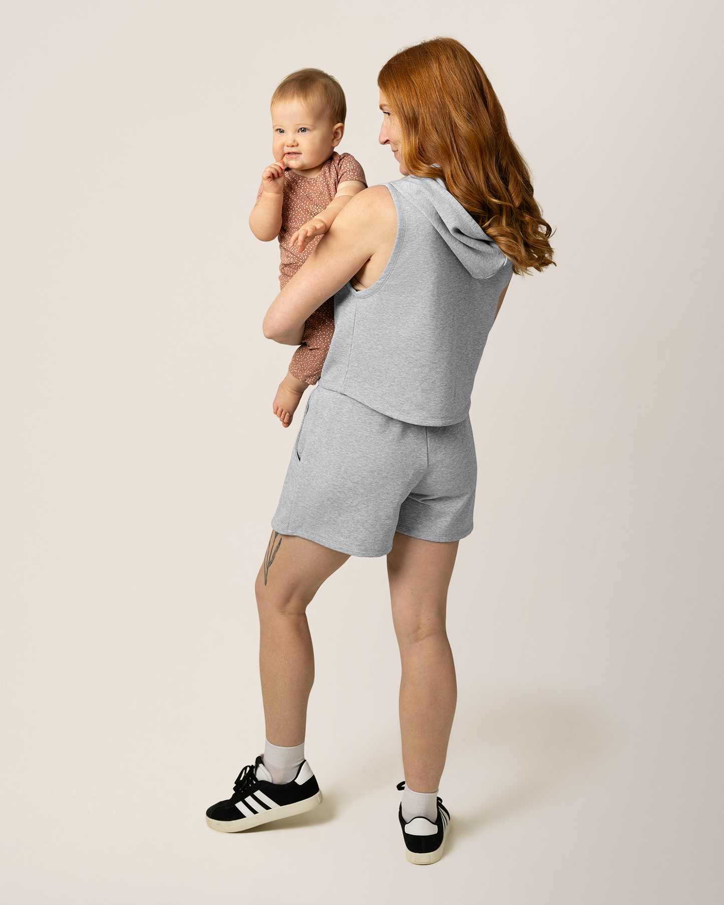 French Terry Sleeveless Nursing Hoodie | Grey Heather
