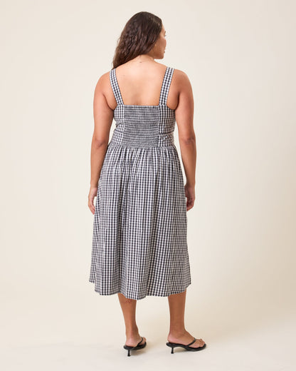 Gracie Poplin Nursing Midi Dress | Black & White Gingham