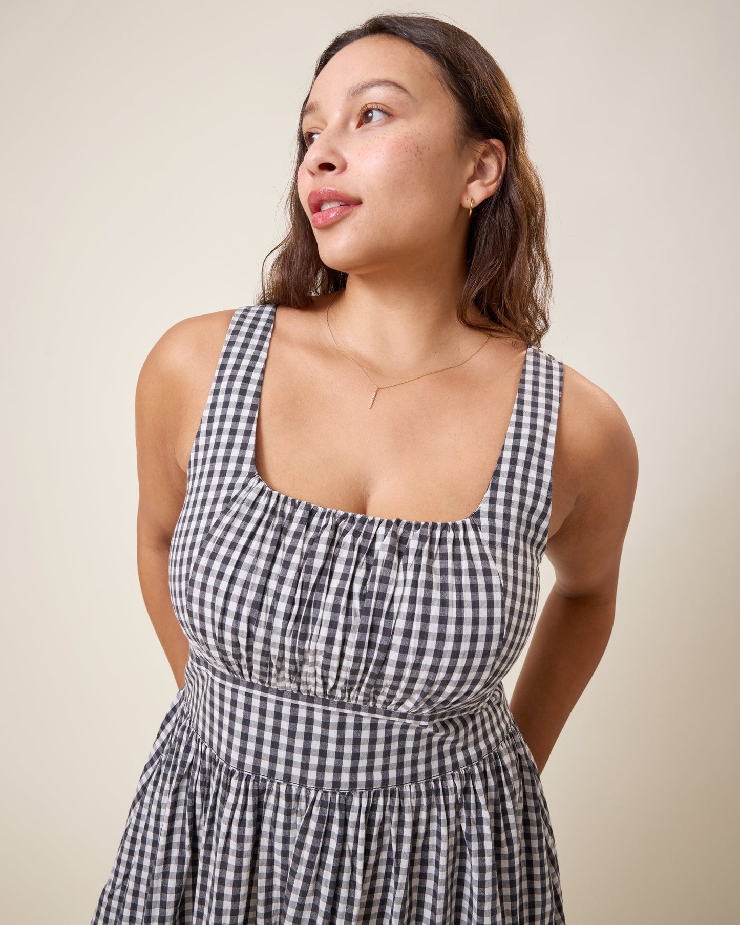 Gracie Poplin Nursing Midi Dress | Black & White Gingham
