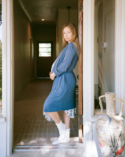Clea Bamboo Robe | Slate Blue