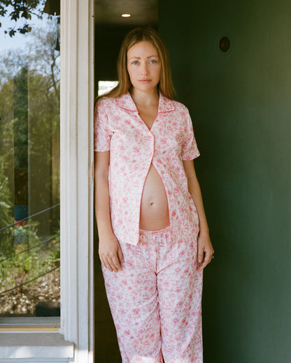 Cotton Bamboo Pajama Set | Pink Toile
