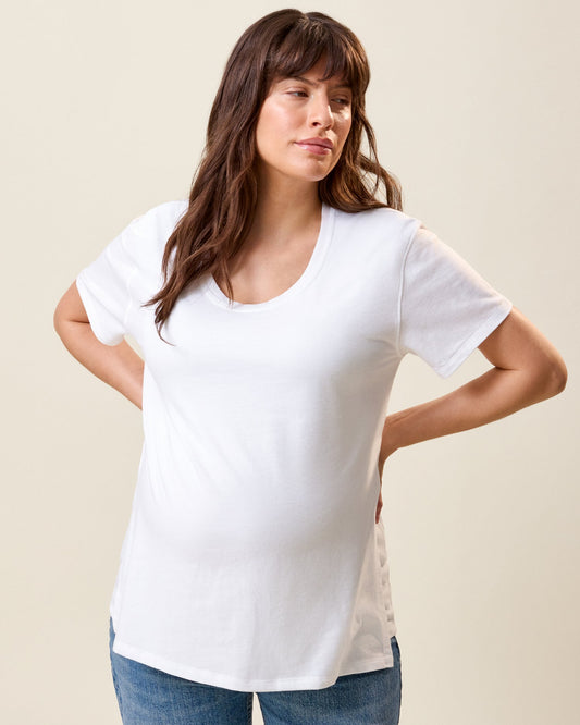 Relaxed Cotton Maternity & Nursing T-shirt | White