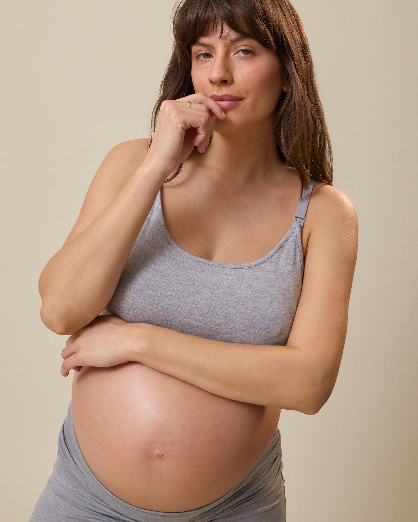 French Terry Maternity & Nursing Bralette | Grey Heather