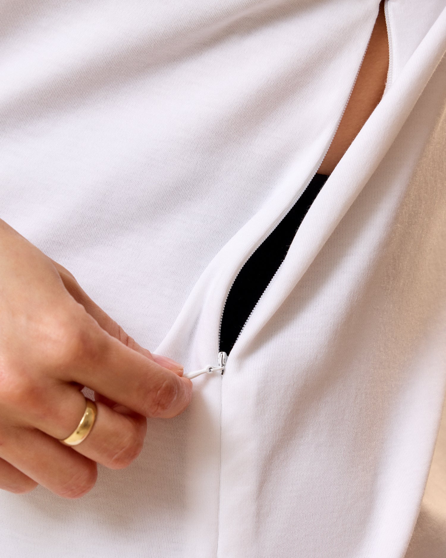 Pima Cotton Side Zip Maternity & Nursing T-shirt | White