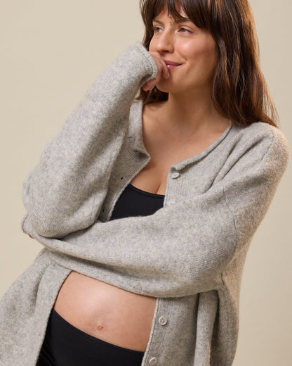 Ultra Soft Maternity & Postpartum Cardigan | Grey Heather