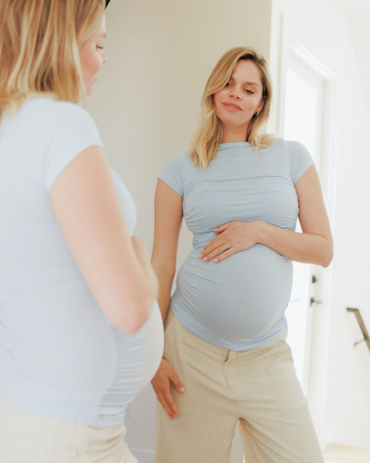 Kiera Boat Neck Maternity & Nursing Top | French Blue