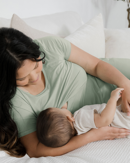 Eleanora Bamboo Maternity & Nursing Dress | Aqua Mist