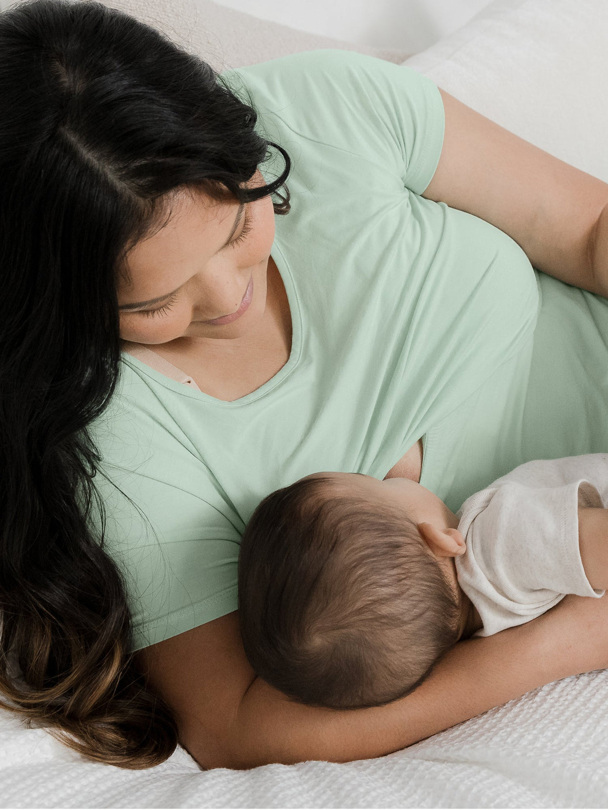 Eleanora Bamboo Maternity & Nursing Dress | Soft Mint