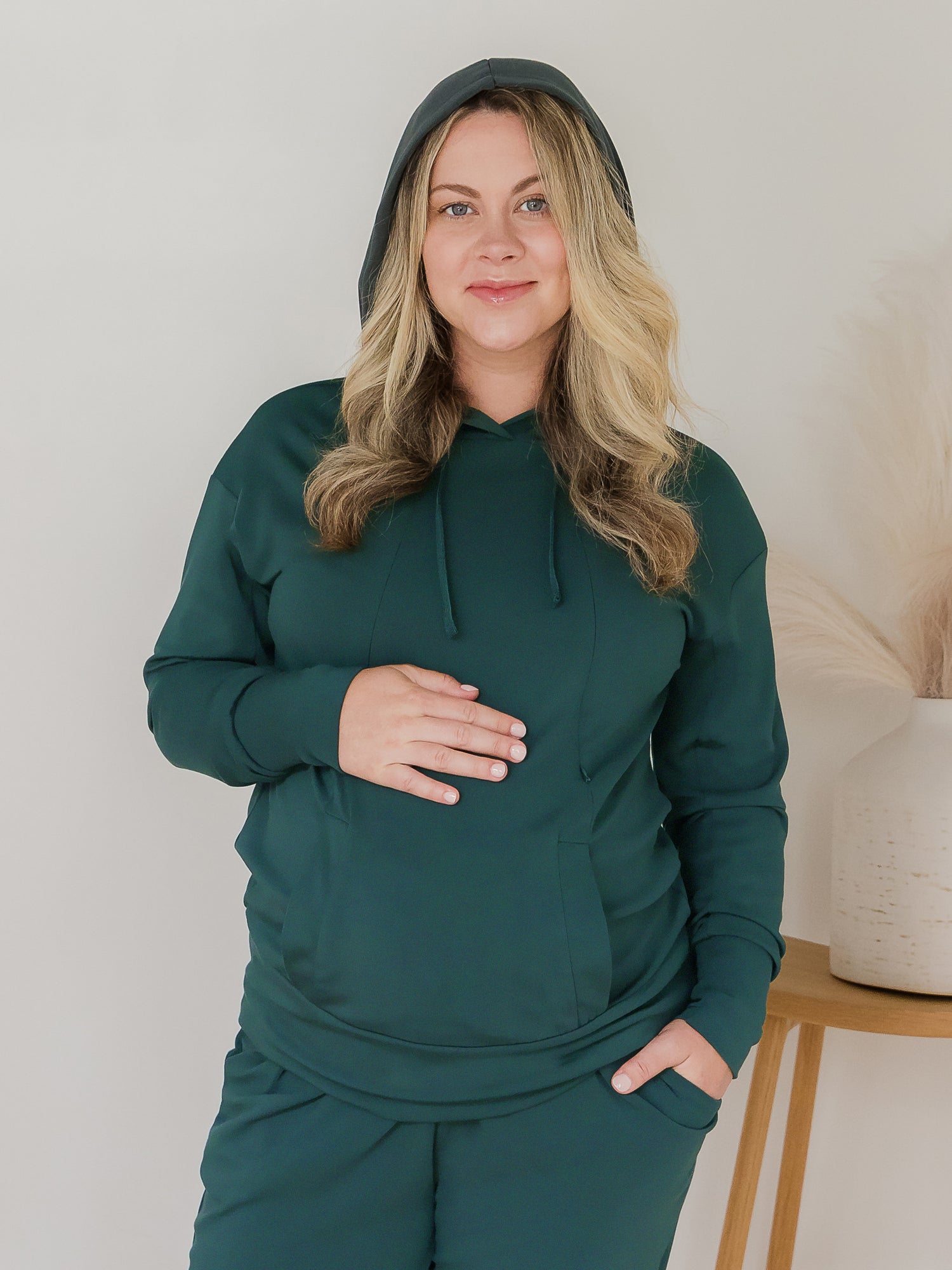 Brushed Bamboo Maternity & Nursing Hoodie | Evergreen