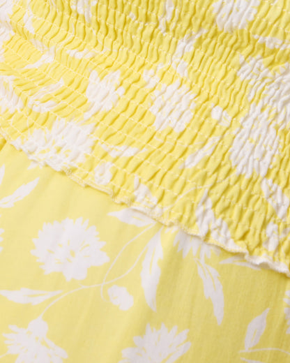 Lola Smocked Maternity & Nursing Midi Dress | Yellow Floral