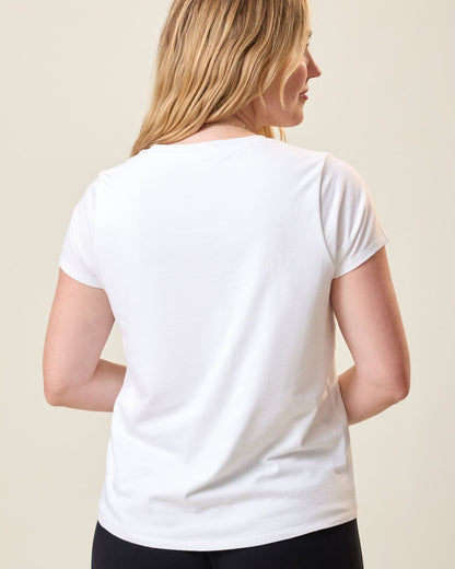 Cotton Crew Neck Nursing T-shirt | White
