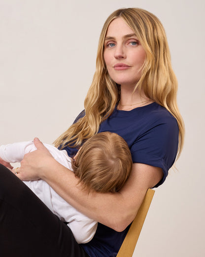 Asymmetrical Nursing T-shirt | Navy