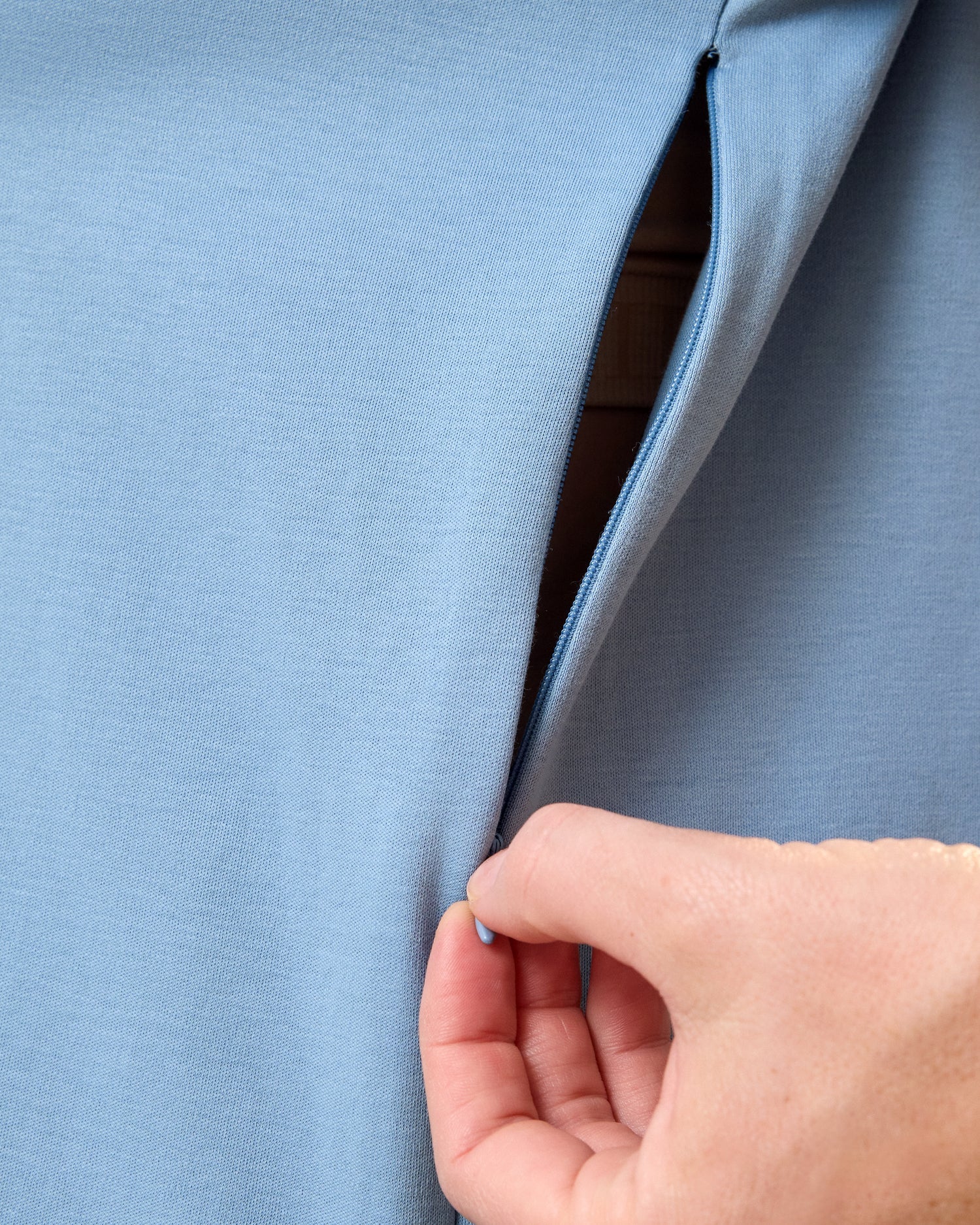 Pima Cotton Side Zip Maternity & Nursing T-shirt | Vintage Blue