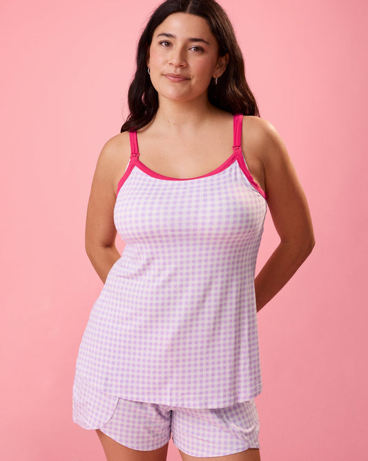 Bamboo Lounge Around Nursing Tank | Lavender Gingham