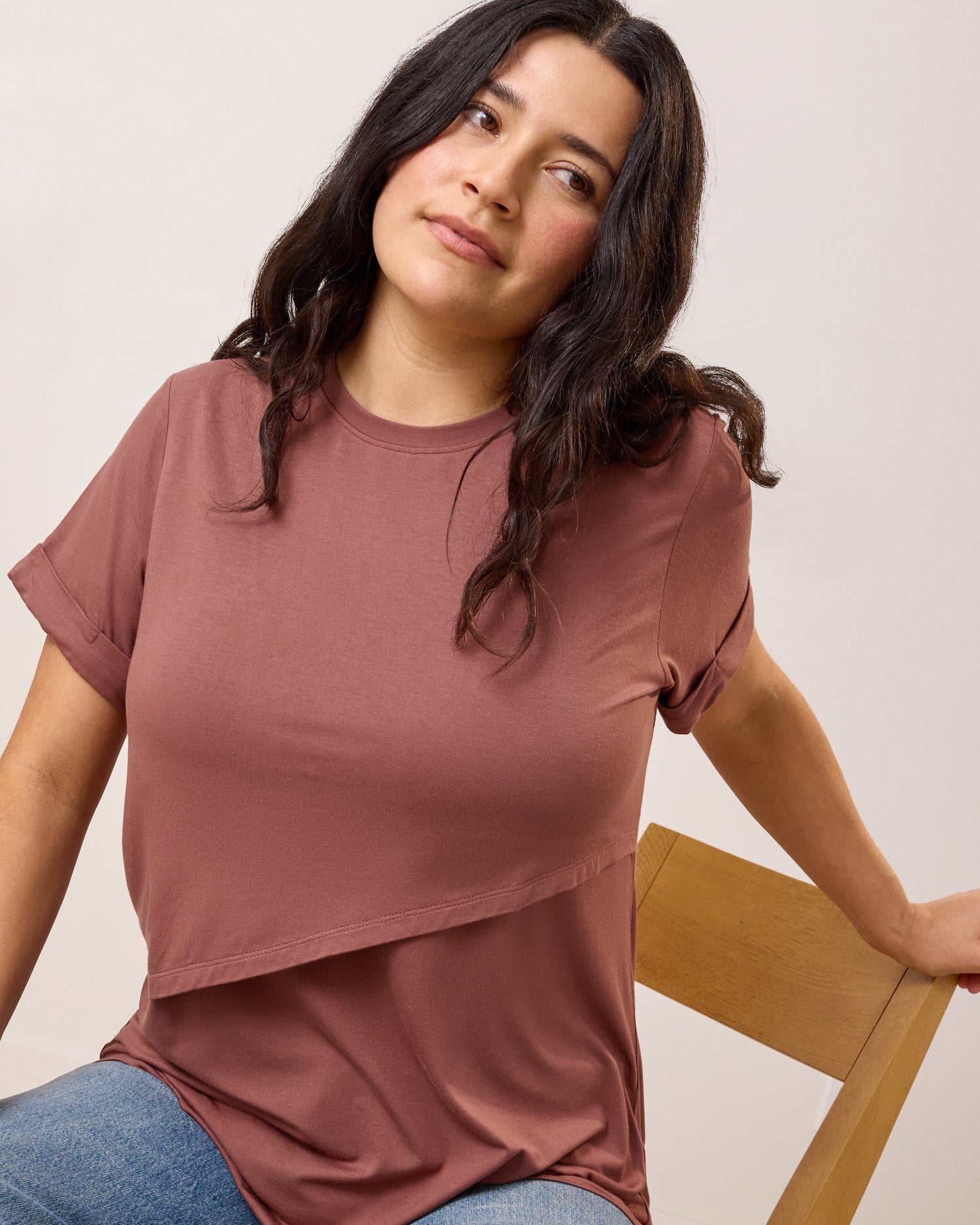 Asymmetrical Nursing T-shirt | Redwood