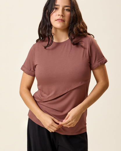 Asymmetrical Nursing T-shirt | Redwood