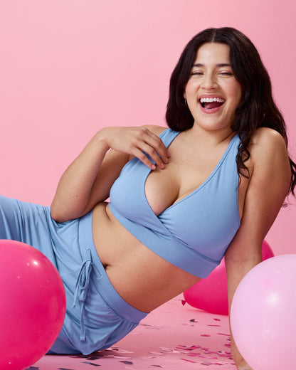 French Terry Racerback Nursing & Sleep Bra | Vintage Blue