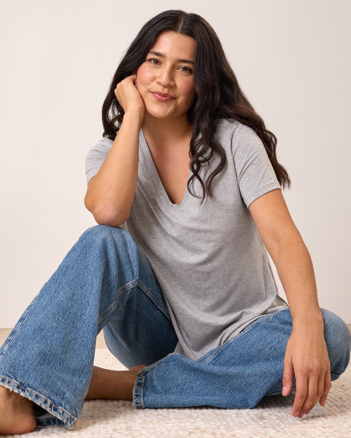 Modal V-neck Nursing T-shirt | Grey Heather