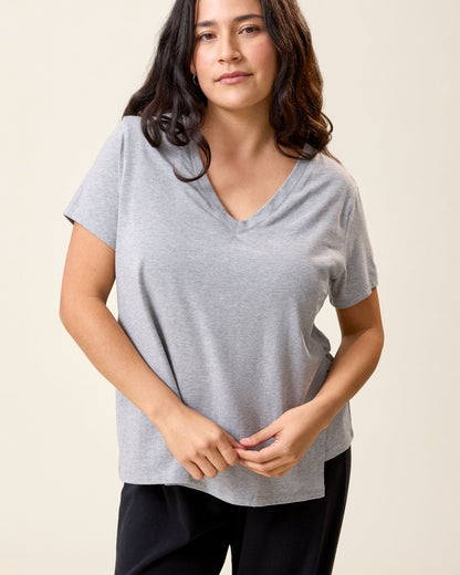 Modal V-neck Nursing T-shirt | Grey Heather