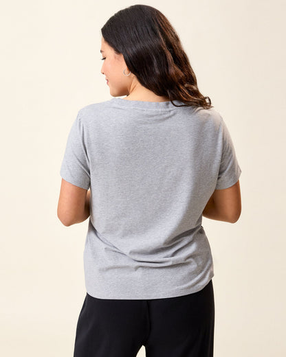Modal V-neck Nursing T-shirt | Grey Heather