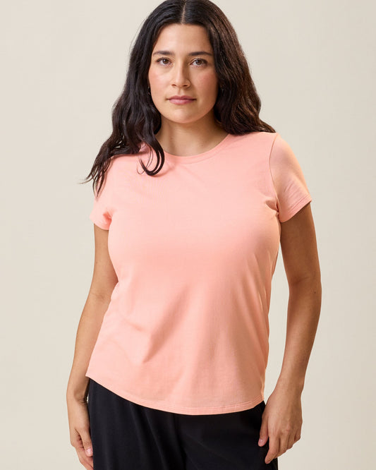Modal Crew Neck Nursing T-shirt | Sunset Pink