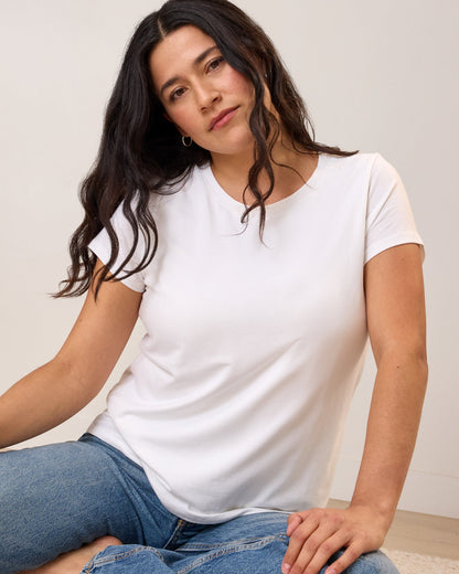 Modal Crew Neck Nursing T-shirt | White