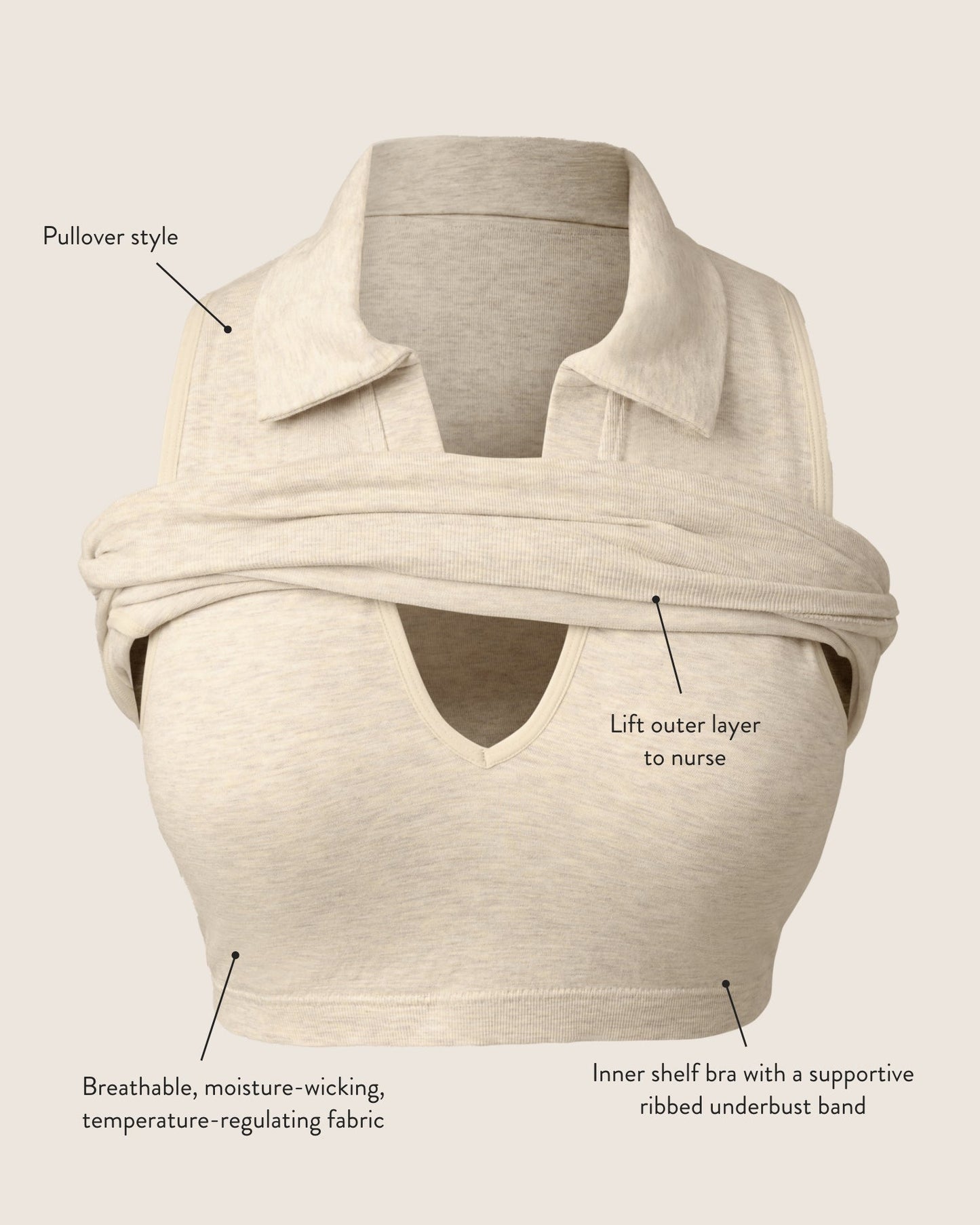 Sublime® Bamboo Collared Maternity & Nursing Longline Bra Top | French Blue