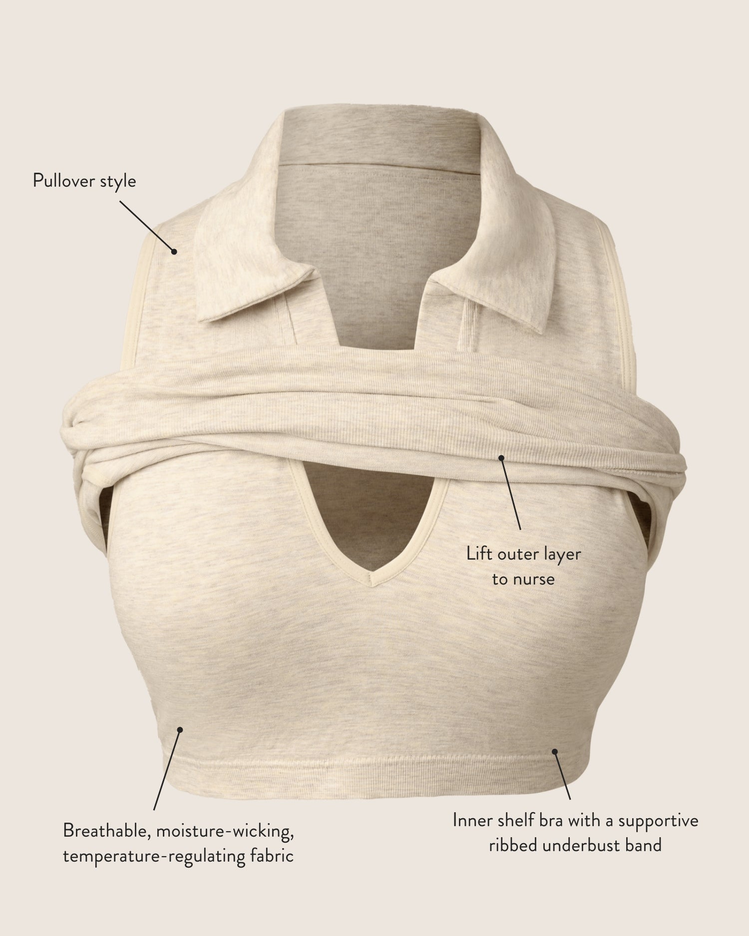 Sublime® Bamboo Collared Maternity & Nursing Longline Bra Top | French Blue