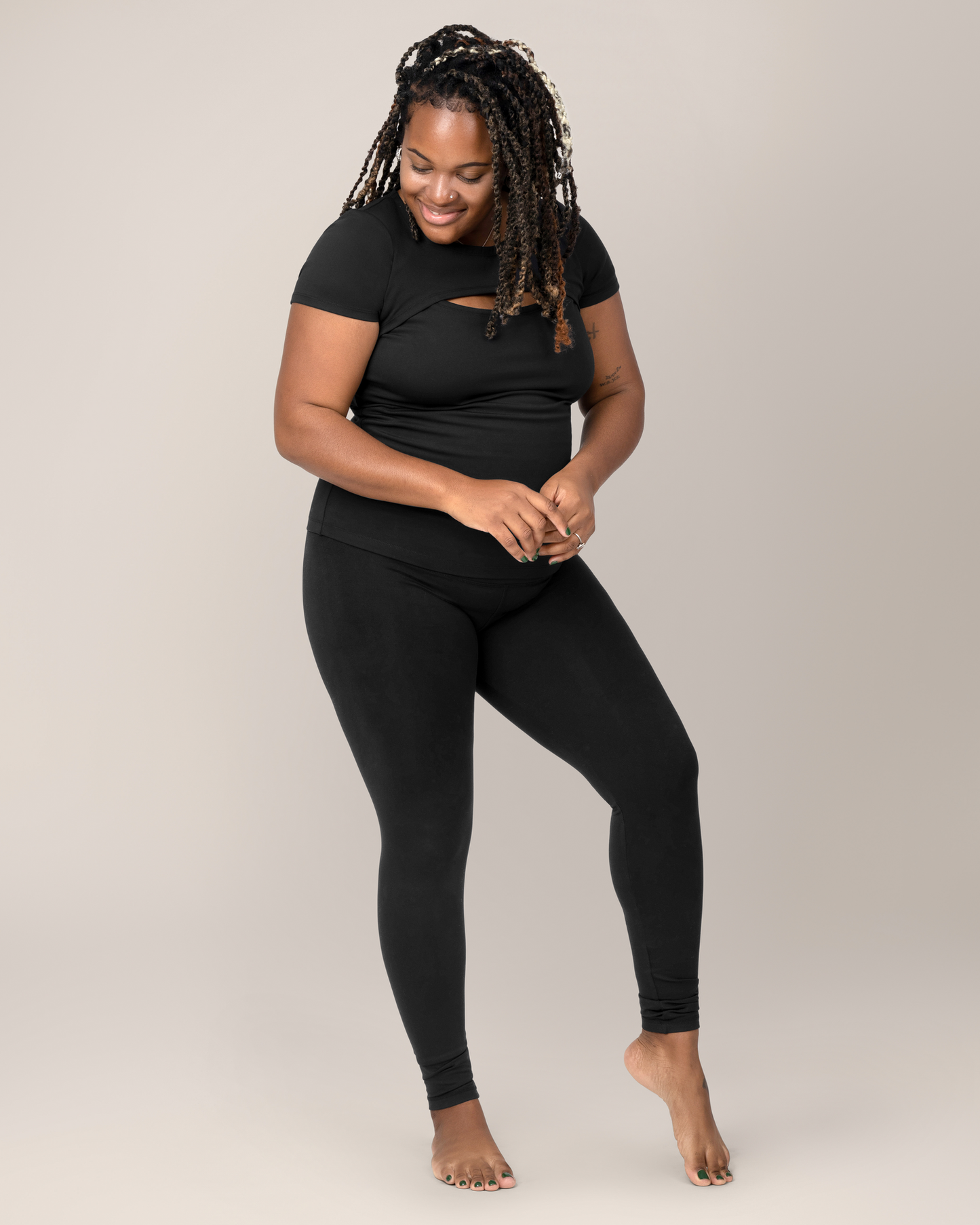 Luna Active Cut Out Nursing Top | Black