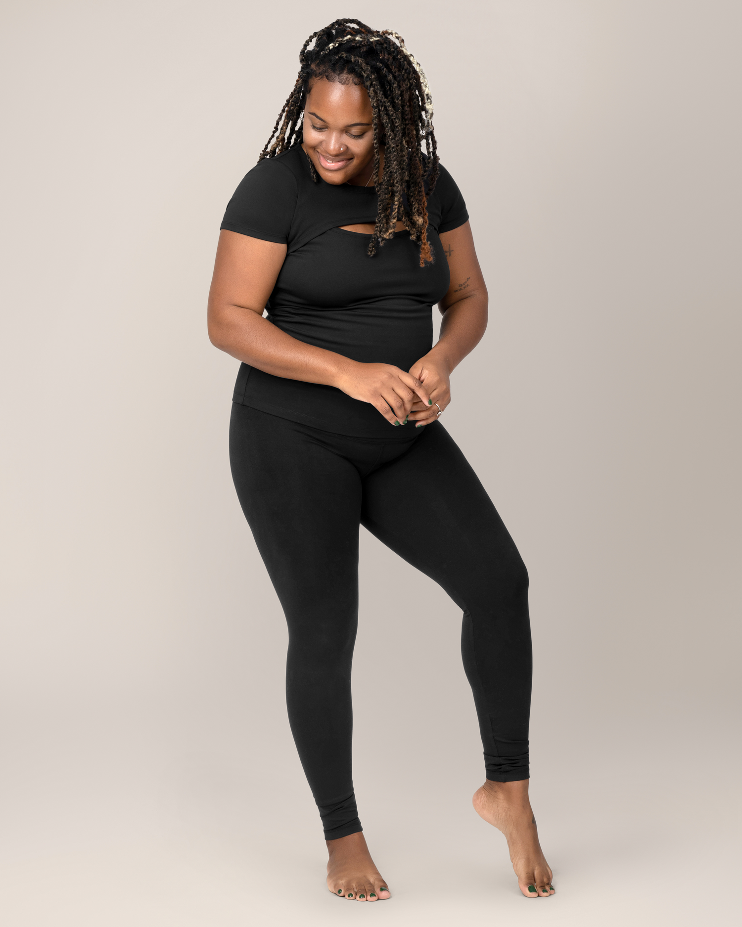 Luna Active Cut Out Nursing Top | Black