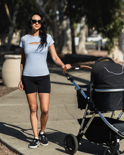 Luna Active Cut Out Nursing Top | French Blue