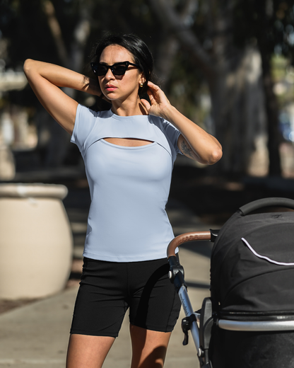 Luna Active Cut Out Nursing Top | French Blue