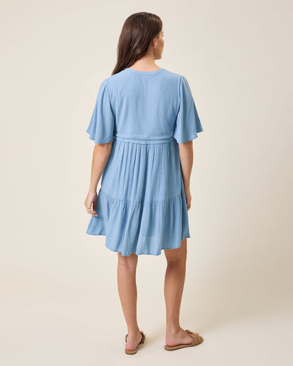 Marlowe Maternity & Nursing Mini Dress | Vintage Blue