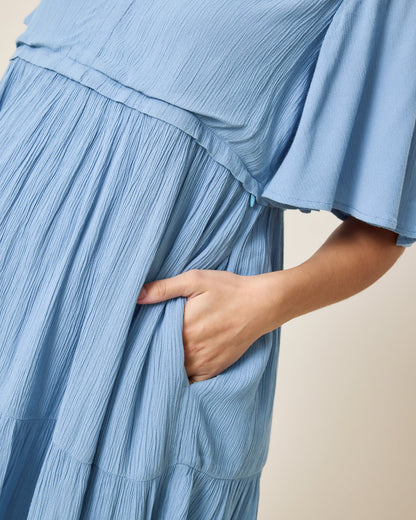Marlowe Maternity & Nursing Mini Dress | Vintage Blue