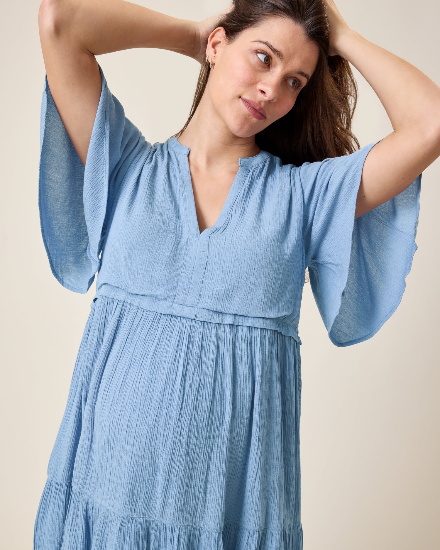 Marlowe Maternity & Nursing Mini Dress | Vintage Blue