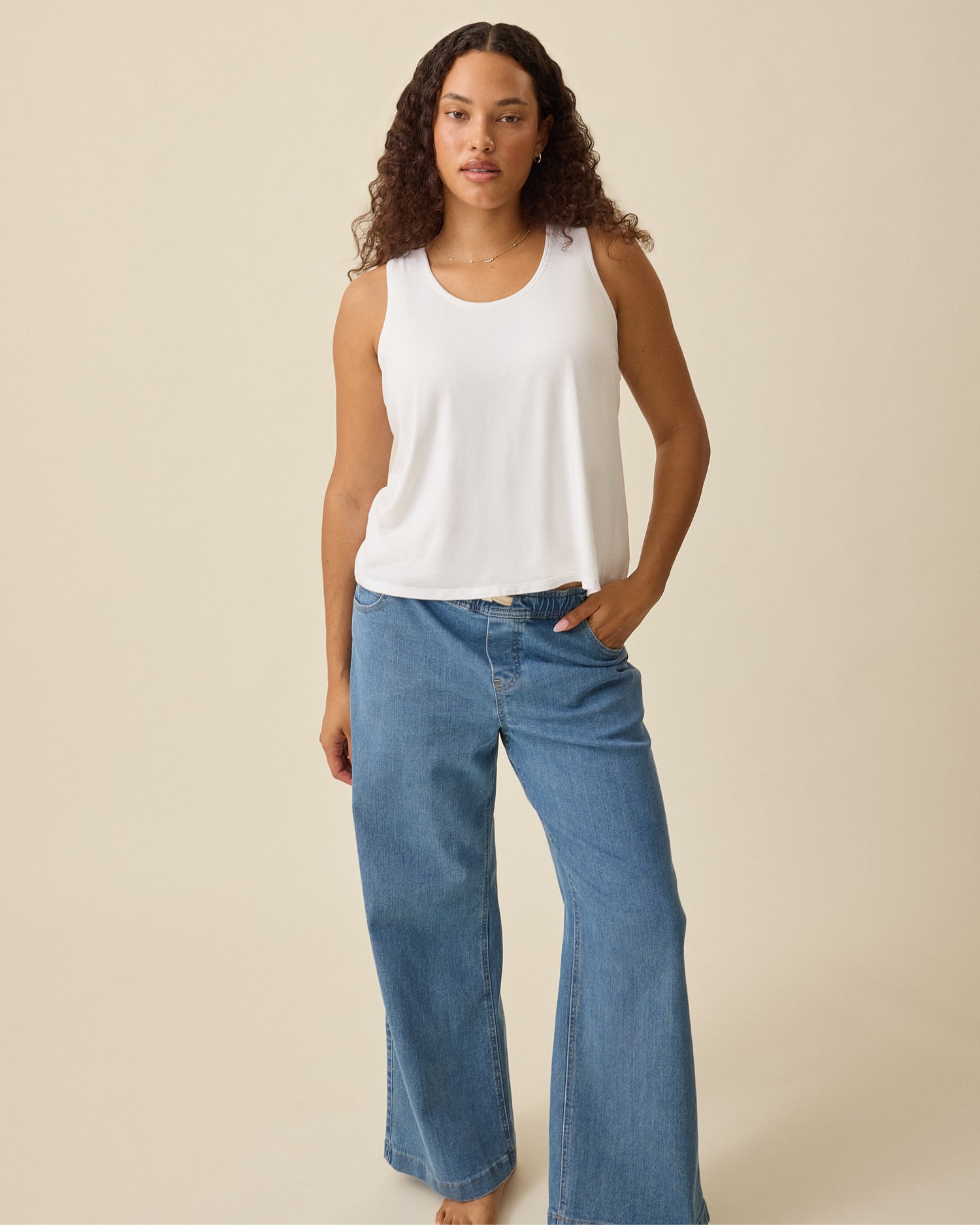 Modal Signature Nursing Tank | White