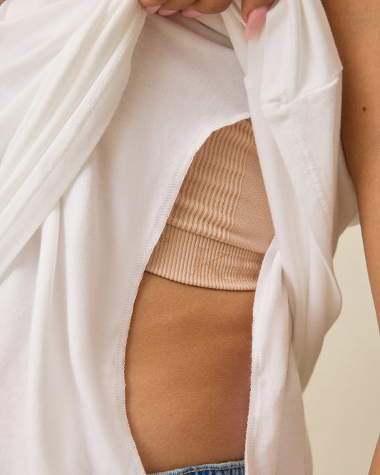 Modal Signature Nursing Tank | White