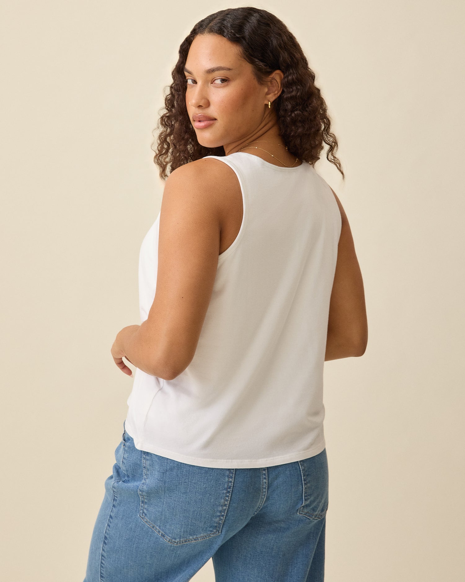 Modal Signature Nursing Tank | White