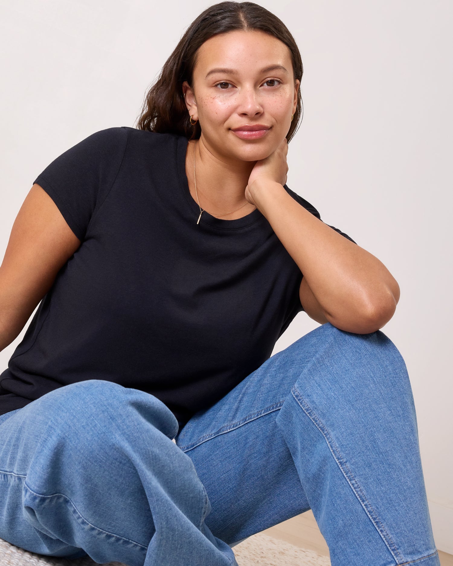 Modal Crew Neck Nursing T-shirt | Black