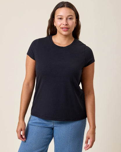 Modal Crew Neck Nursing T-shirt | Black