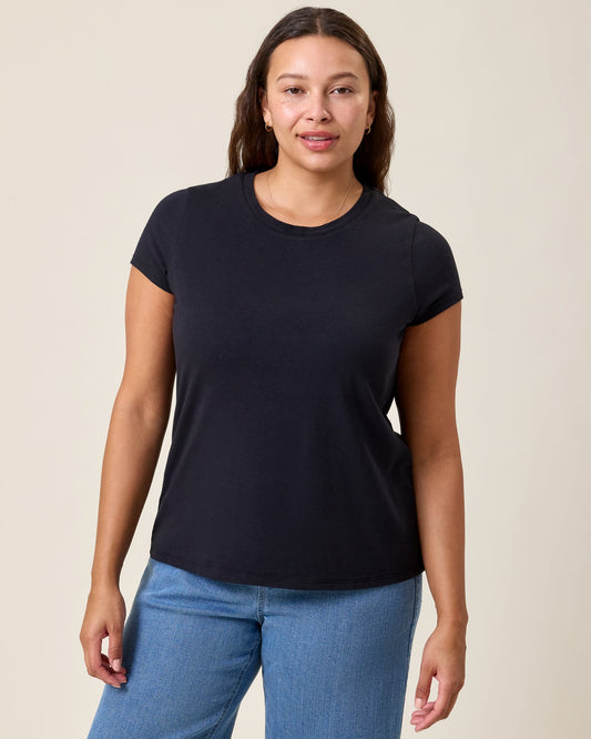 Modal Crew Neck Nursing T-shirt | Black