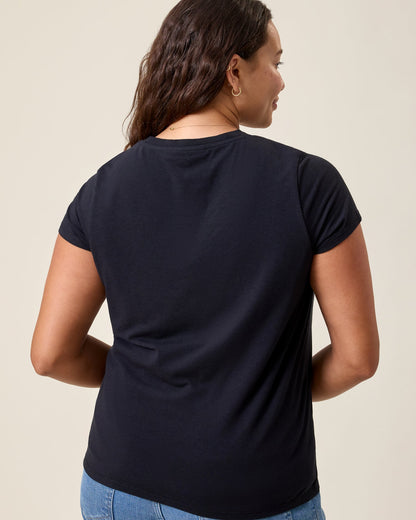 Modal Crew Neck Nursing T-shirt | Black