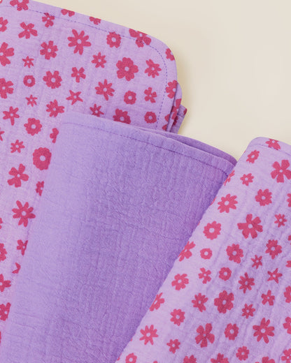 Organic Muslin Burp Cloth (Three-Pack) | Lavender Cosmos
