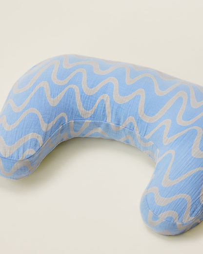 Organic Muslin Nursing Pillow Cover | Blue Waves