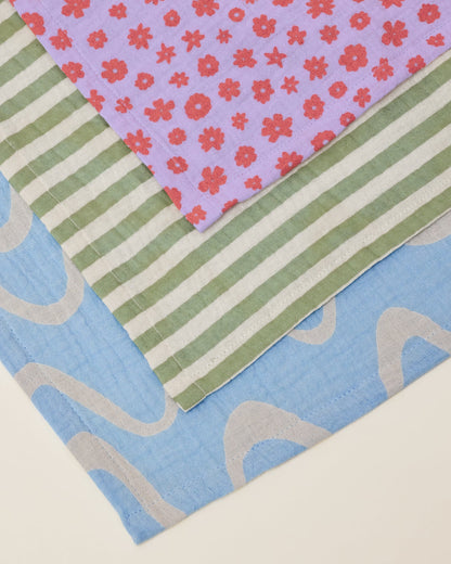Organic Muslin Swaddle | Blue Waves
